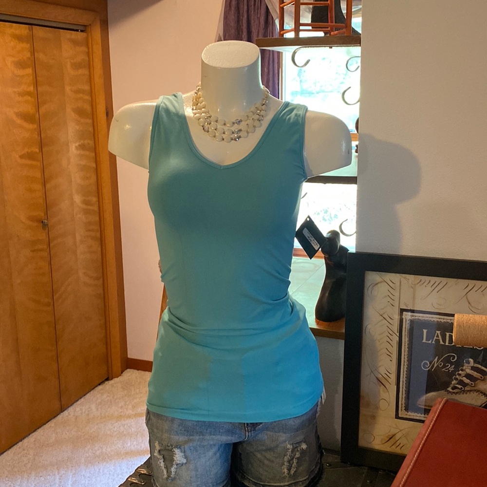 C’est Moi 2 in 1 reversible still-water blue awesome top!